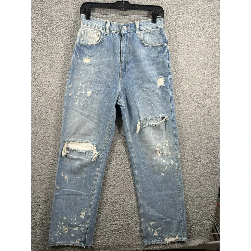New Free People With The Band Relaxed Jeans LA Blue - Picture 2 of 12